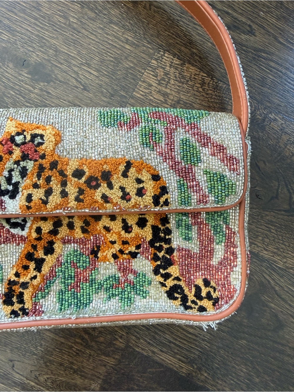 Staud Tommy Jungle Leopard 🐆 Beaded Bag - Picture 4 of 7
